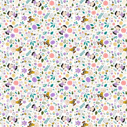 Peanuts&#xAE; &#x26; Flowers Multicolor Cotton Fabric